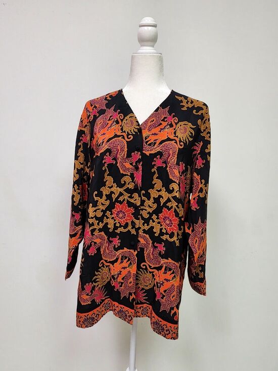 Diane Von Furstenberg Tops - Mint DVF Diane Von Furstenberg Silk Assets Blouse Multi Color Asian Dragon S